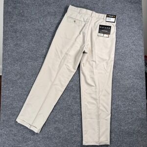 New Savane Dress Pants Mens 34x32 Beige Pleated Comfort Waist‎ Business Slacks